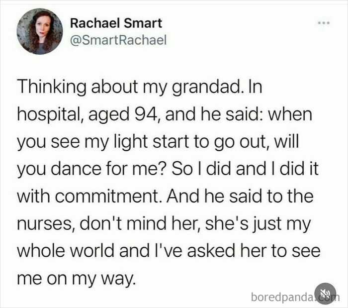 Screenshot of a heartfelt tweet shared on an IG page featuring one of the most hilarious tweets about a grandad.