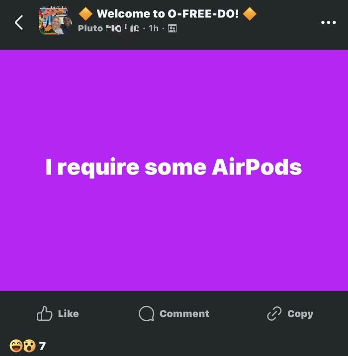 Social media post demanding free AirPods, highlighting entitlement in viral online moments about wanting a free house.