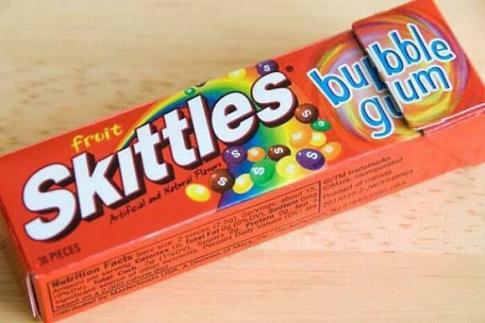 Skittles bubble gum flavor candy pack, a beloved food that broke our hearts when it disappeared from shelves.