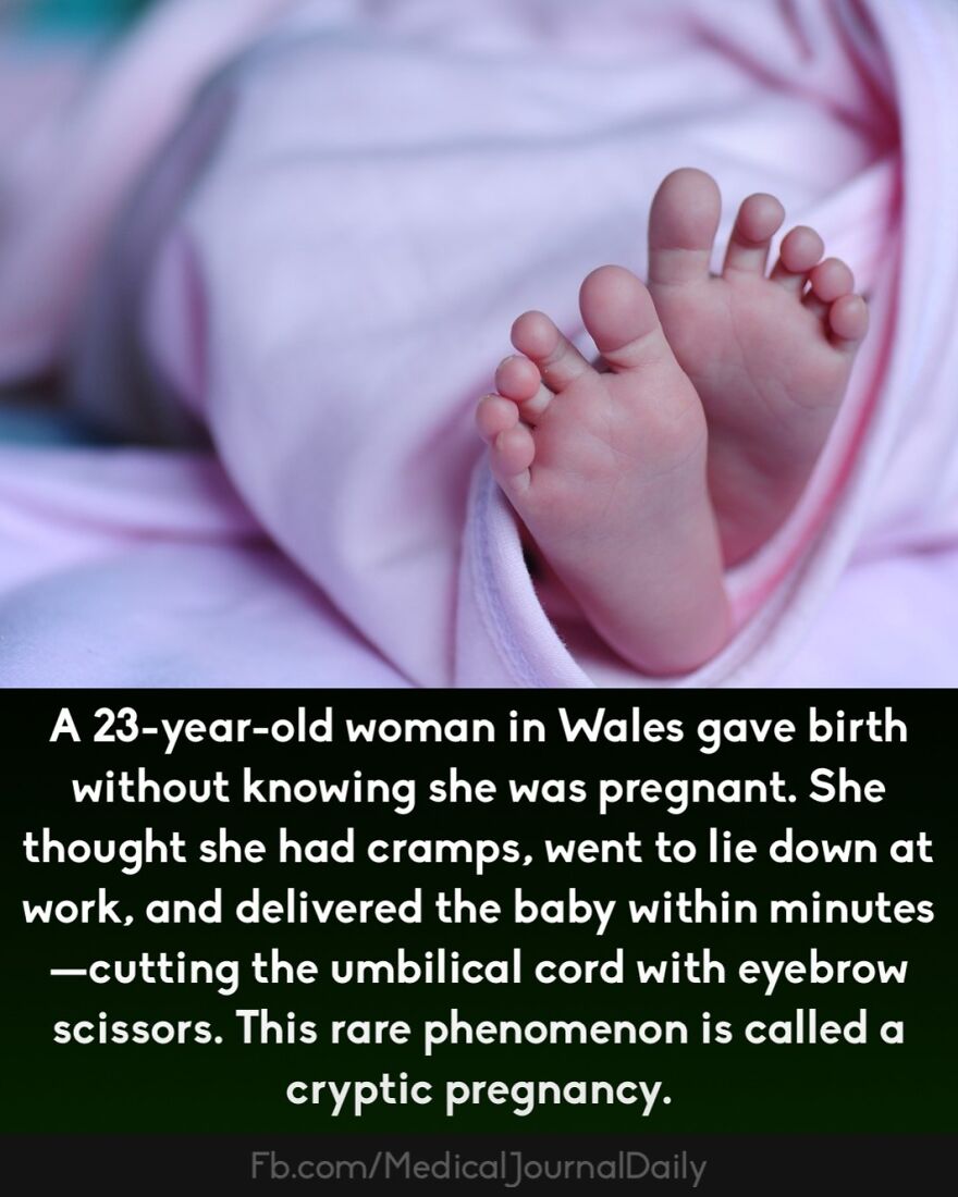 Newborn baby feet wrapped in pink cloth, illustrating curious medical facts about fingers containing no muscles.