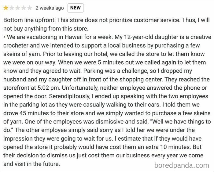 Parent outrage over store service after being dismissed despite calling ahead while vacationing with children.