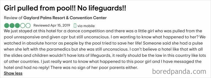 Review of hotel where girl pulled from pool with no lifeguards, highlighting outrageous demands parents make because they have kids.