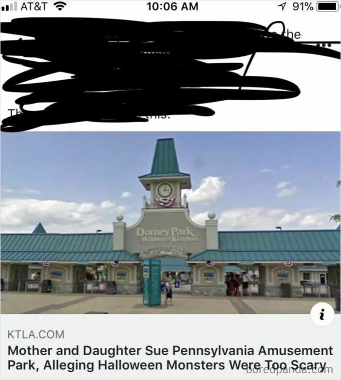 Entrance of Dorney Park amusement park with a clock tower under a clear sky, illustrating outrageous parental demands.