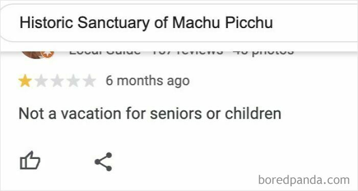 Review of Machu Picchu warning parents about demands related to children not suitable for seniors or kids.