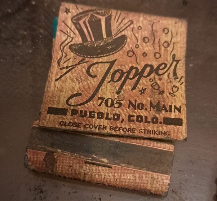 Vintage matchbook found hidden in a wall, an unexpected thing discovered in hidden places in people’s homes.