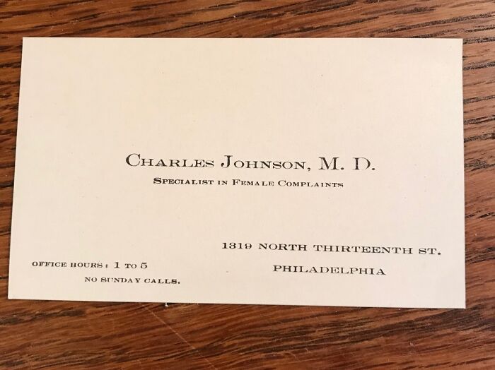 Business card for Charles Johnson M.D. specialist found in walls as an unexpected thing in hidden places at homes