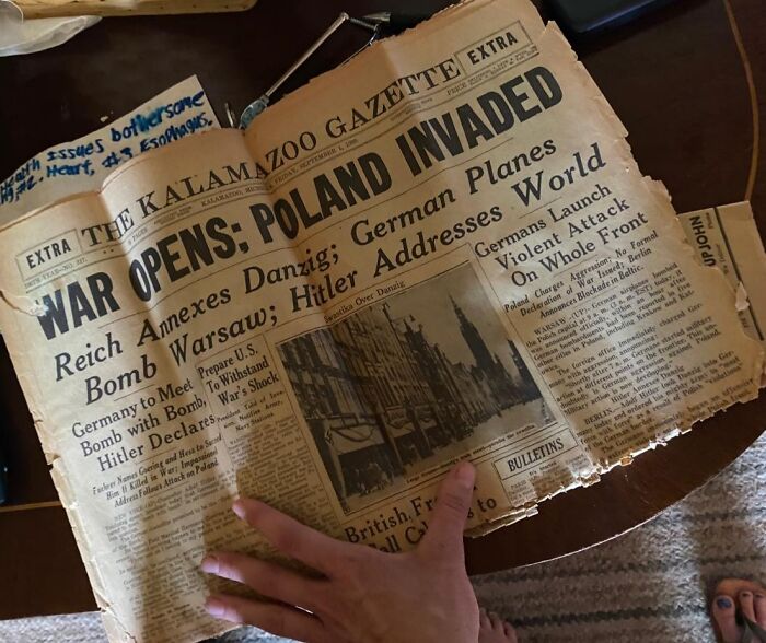 Vintage newspaper revealing unexpected things found in walls and hidden places inside a home.
