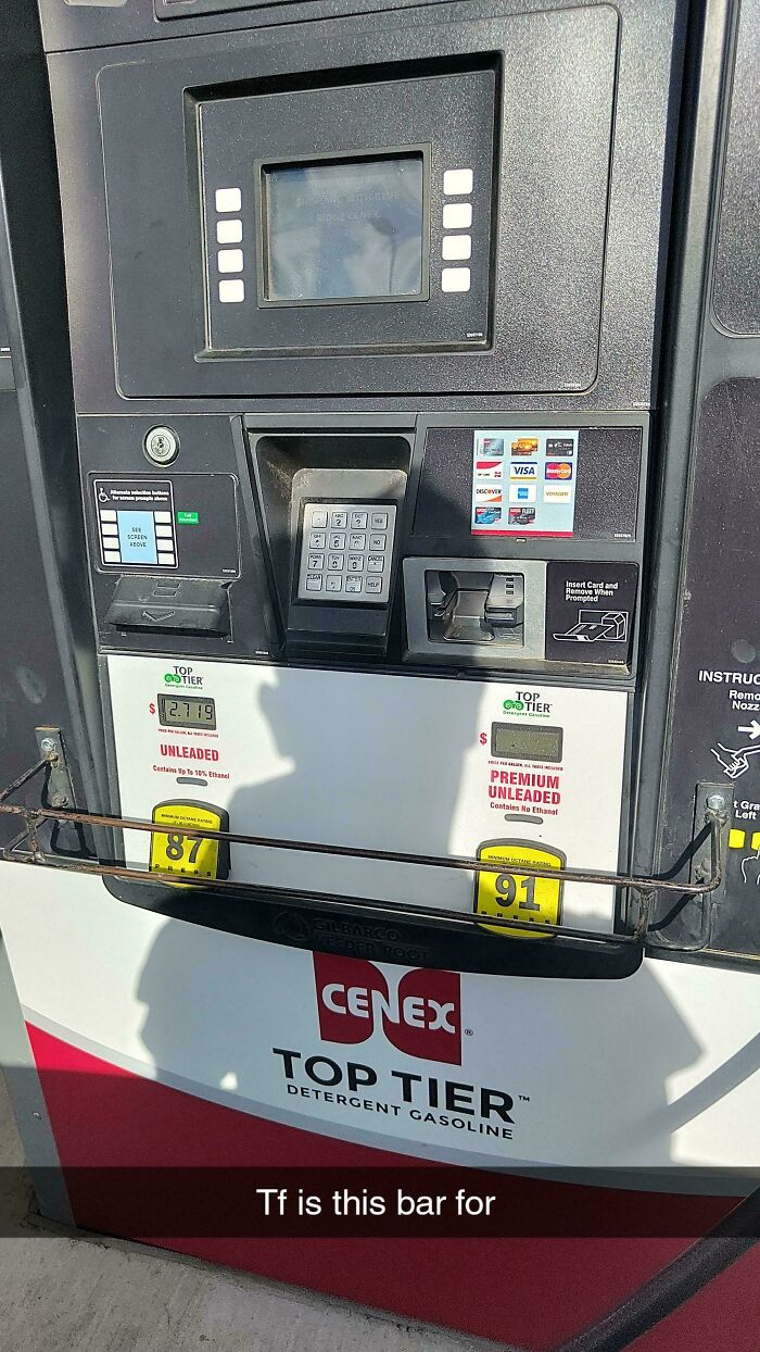 Gas pump with keypad, card reader, and mystery bar at the bottom, part of mystery objects people helped recognize online.
