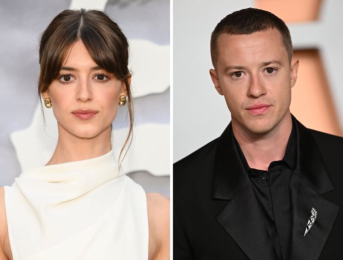 Dos celebridades que se parecen demasiado a otros famosos posando en eventos con atuendos elegantes y expresiones serias.