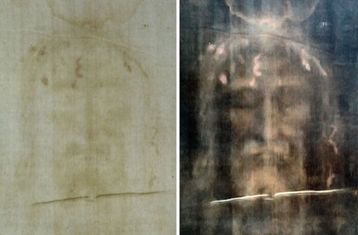 Faded ancient face on cloth revealing hidden details in archeological discoveries challenging historical knowledge.