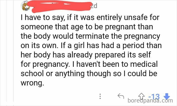 Comment defending pregnancy safety, reflecting misogynists expecting applause but receiving reality checks instead.