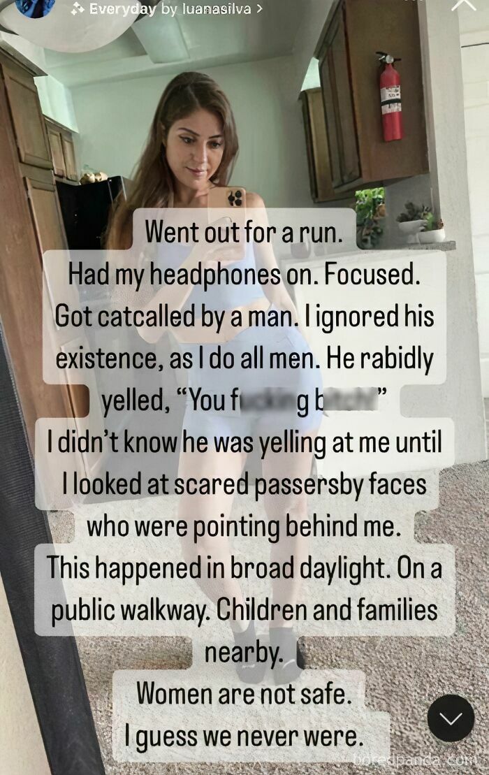 Woman sharing a personal story highlighting safety issues in public and challenging misogynists with a reality check.