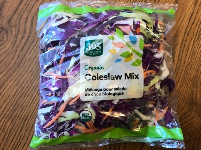 Organic coleslaw mix packaged for sale, one of the Amazon Fresh staples cheaper than big box stores options.