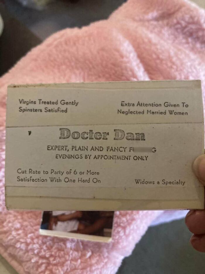 Old vintage business card for Docter Dan, a historical memento showing unique services offered in past eras.