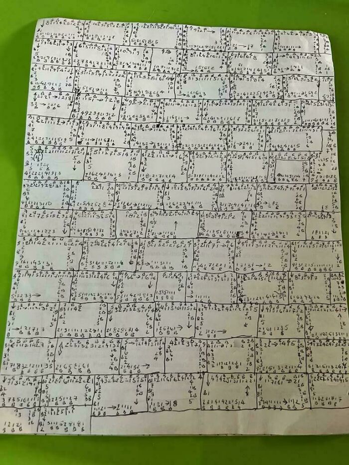 Detailed handwritten notes on paper with numbers and arrows, one of the 80 historical mementos people randomly found.