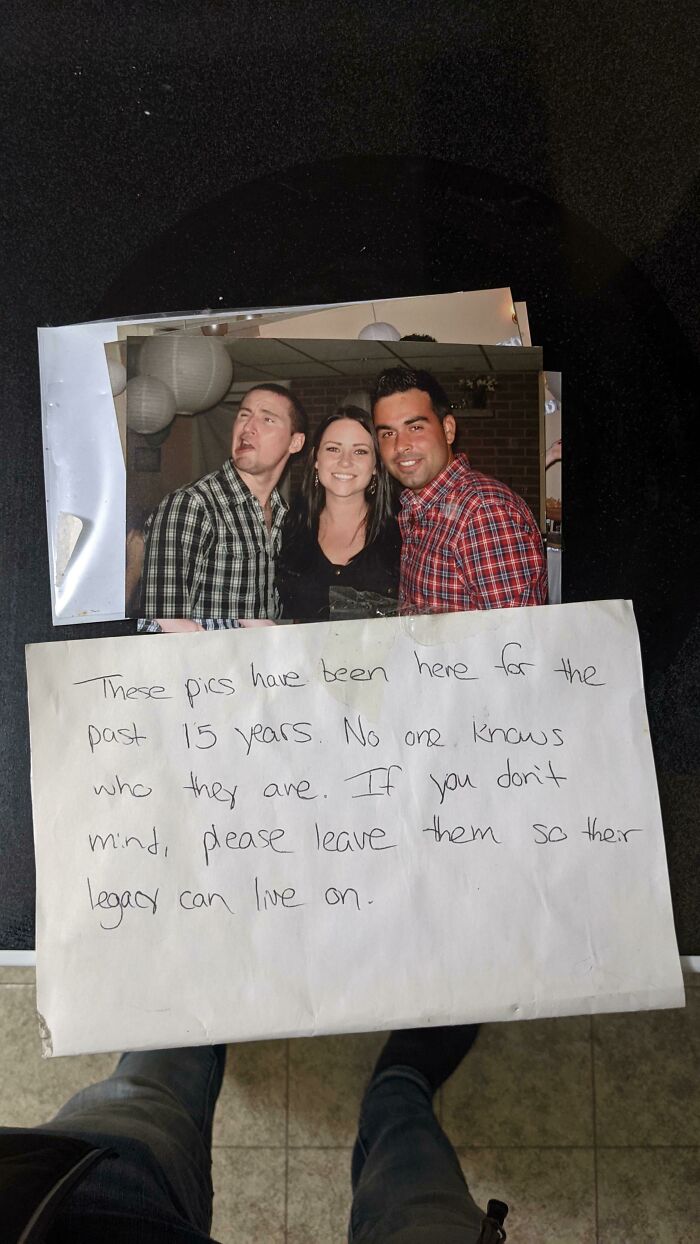 Stack of photos with a note asking to preserve these historical mementos found after 15 years of being lost.