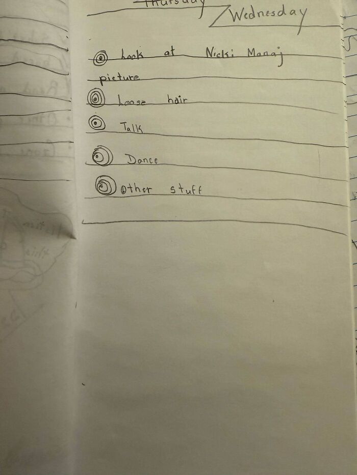 Handwritten list on aged paper showing a simple to-do schedule, an intriguing historical memento people randomly found.