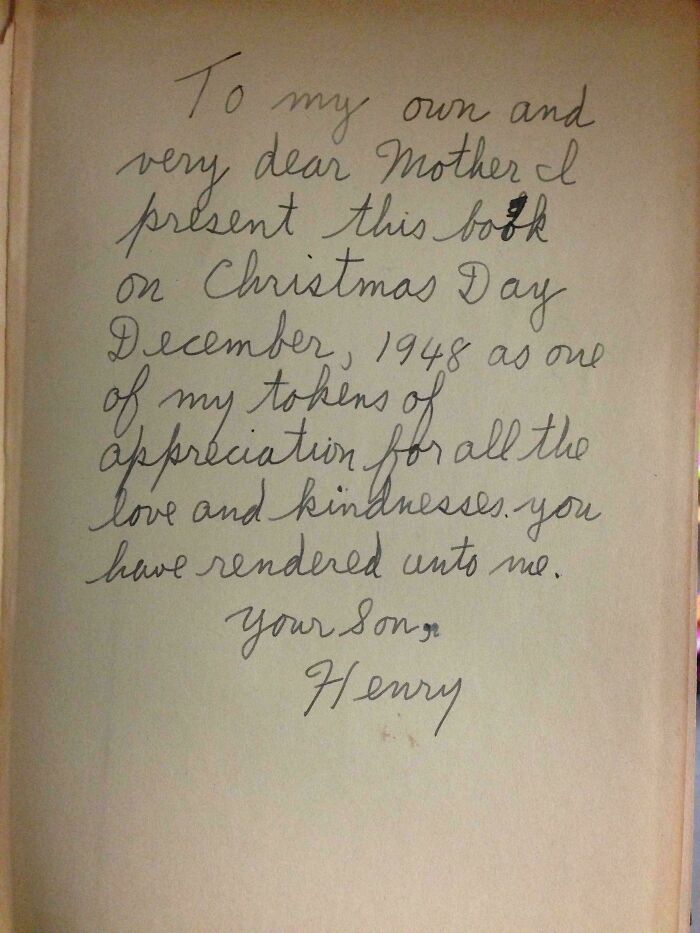 Handwritten historical memento from 1948 expressing appreciation to mother, found as a random historical keepsake.