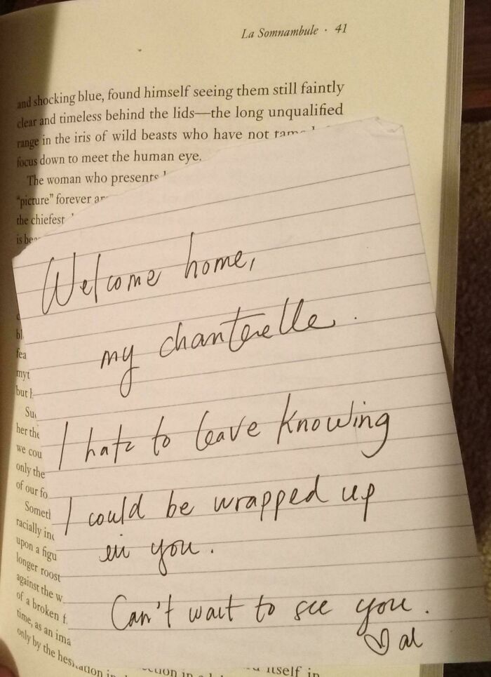 Handwritten note found inside an old book, a historical memento revealing a personal message from the past.