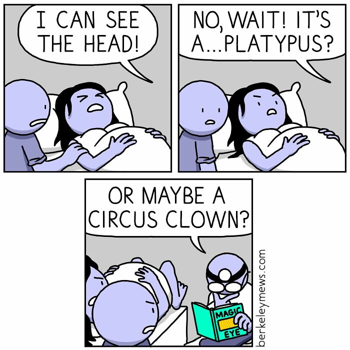 Comic strip by Ben Zaehringer showing a humorous, darkly funny scene with characters discussing a mysterious shape.