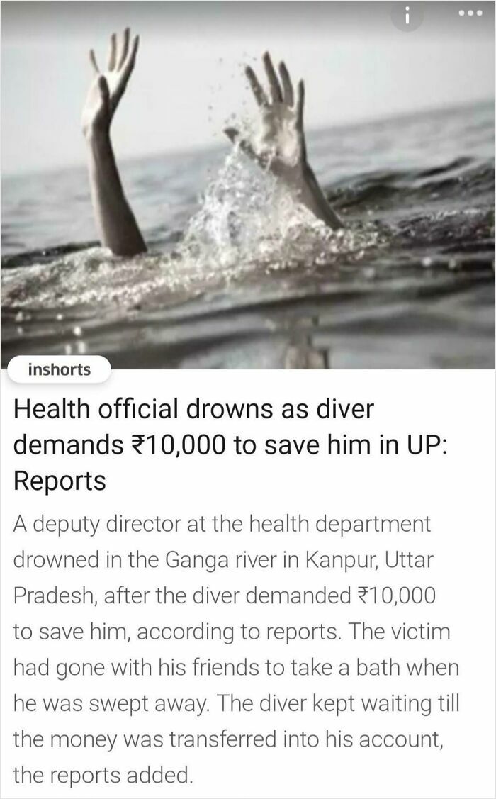 Hands reaching out of water as a health official drowns, depicting a traumatizing next generation incident in Uttar Pradesh.