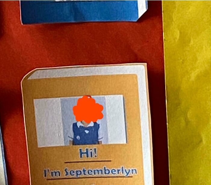 Photo of a colorful baby name card featuring the unique name Septemberlyn, highlighting unusual baby names parents loved.