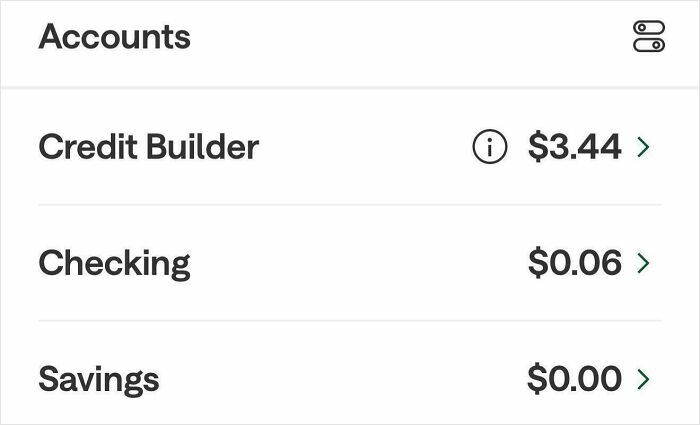 Screenshot of bank account balances showing extremely low funds, highlighting toxic work environment financial stress.