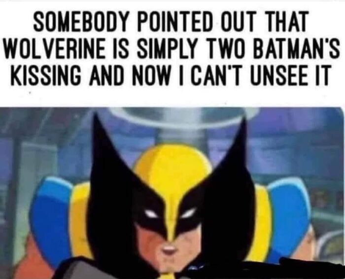 Funny meme about Wolverine and Batman, a humorous post perfect for sharing with friends for a good laugh.