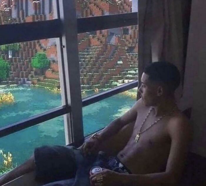 Joven sentado junto a una ventana mirando un paisaje digital, representando a terribles mentirosos pillados en internet.