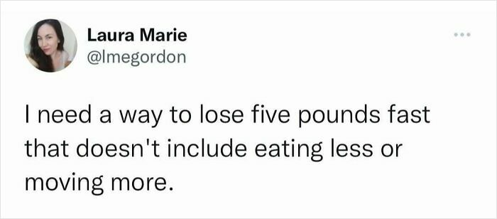 Screenshot of a humorous social media post relating to the circle of idiots memes about losing weight quickly without effort.