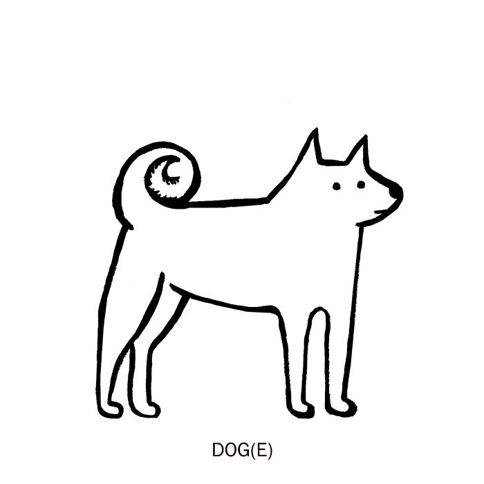 Minimalist clever drawing of a dog with wordplay element, showcasing creativity in visual puns and illustrations.