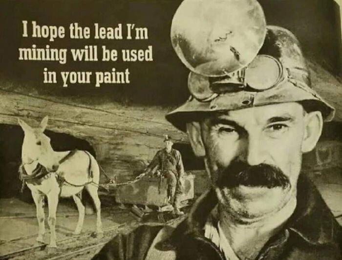 Vintage black and white photo of a lead miner with helmet and donkey, illustrating ridiculous pics from the past.