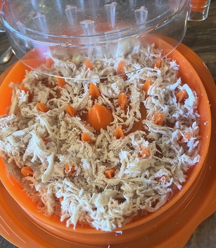 Orange kitchen tool for shredding chicken, featured on a Prime Day kitchen wishlist with 19 genius finds.