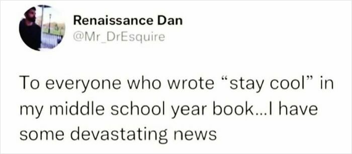 Text meme about middle school yearbook messages, featured in a circle of idiots hilarious memes collection online.