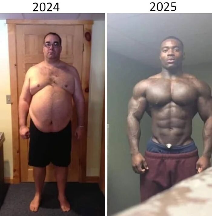 Hombre mostrando transformación física dudosa en internet, ilustrando ejemplos de terribles mentirosos pillados online.