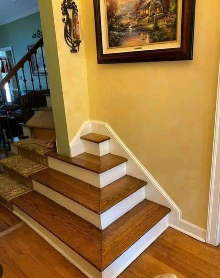 Deadly death stairs with an unusual design and sharp turns creating a confusing and dangerous climbing option indoors.