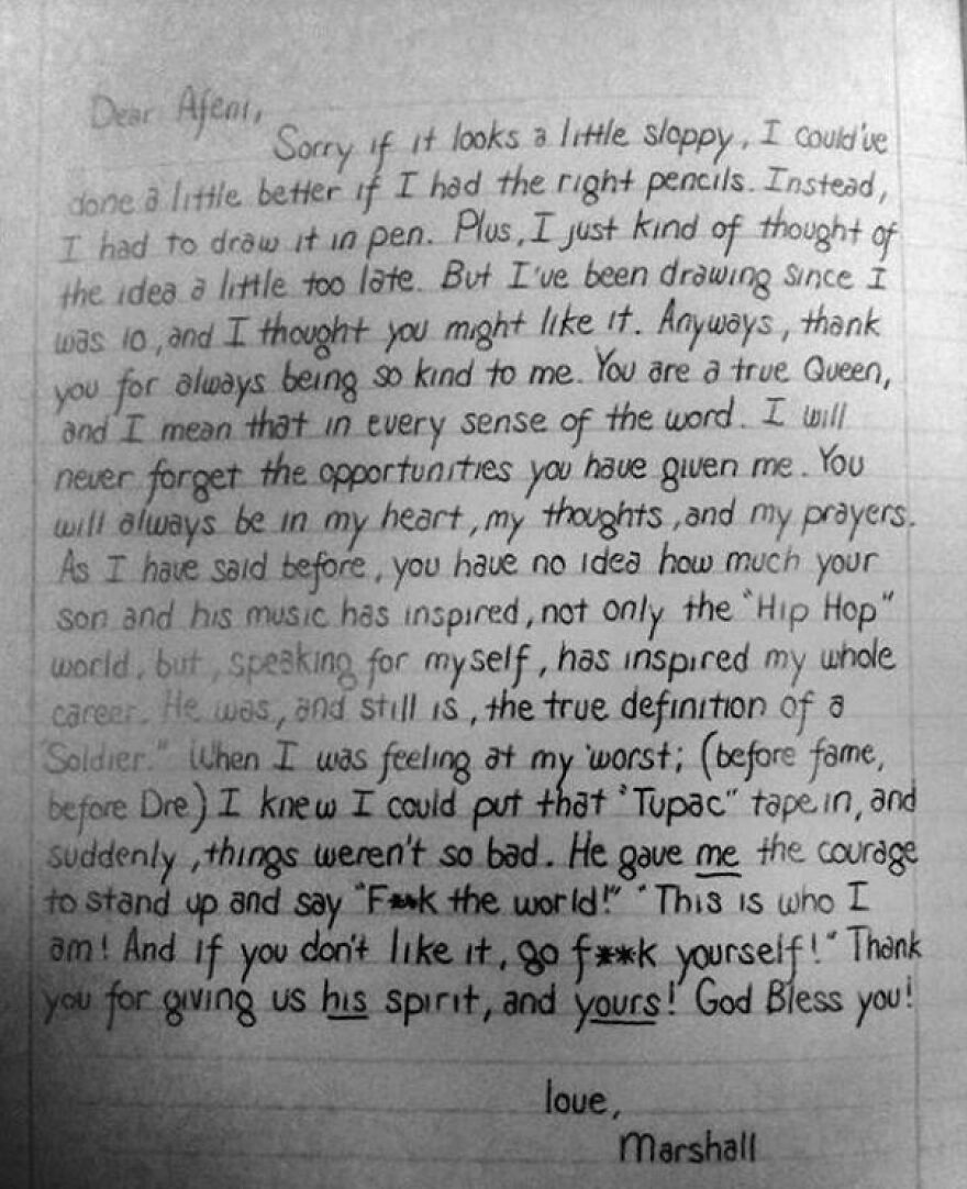 Handwritten letter example showcasing perfect handwriting with clear, neat, and legible penmanship on lined paper.