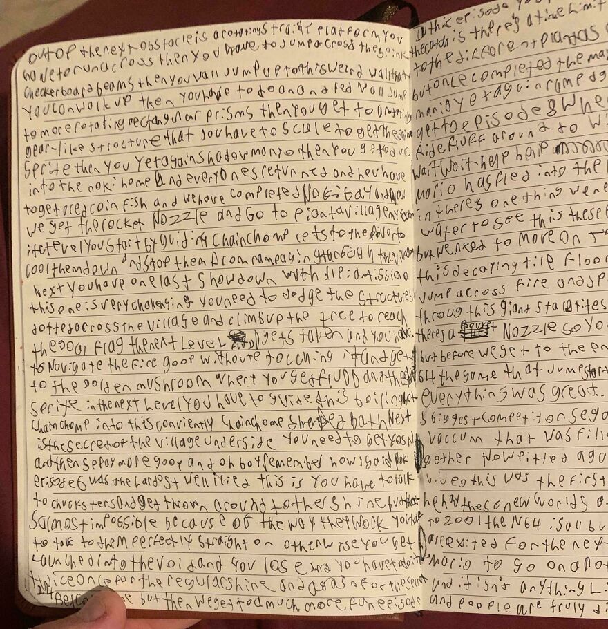 Handwritten journal pages showing perfect handwriting examples with dense, neat, and creative text layouts.