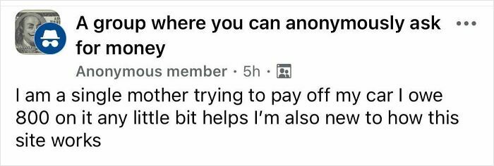 Anonymous single mom asking for financial help to pay off her car, highlighting entitled single moms refusing to pay.
