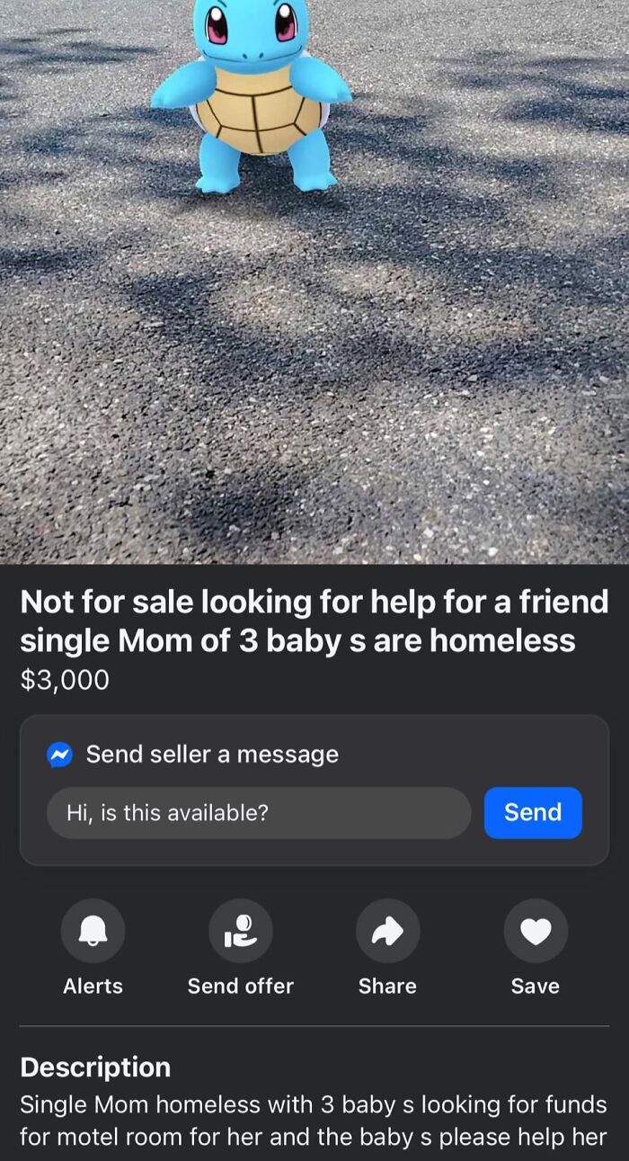 Screenshot of a single mom of 3 babies homeless and seeking help or funds for a motel room online.