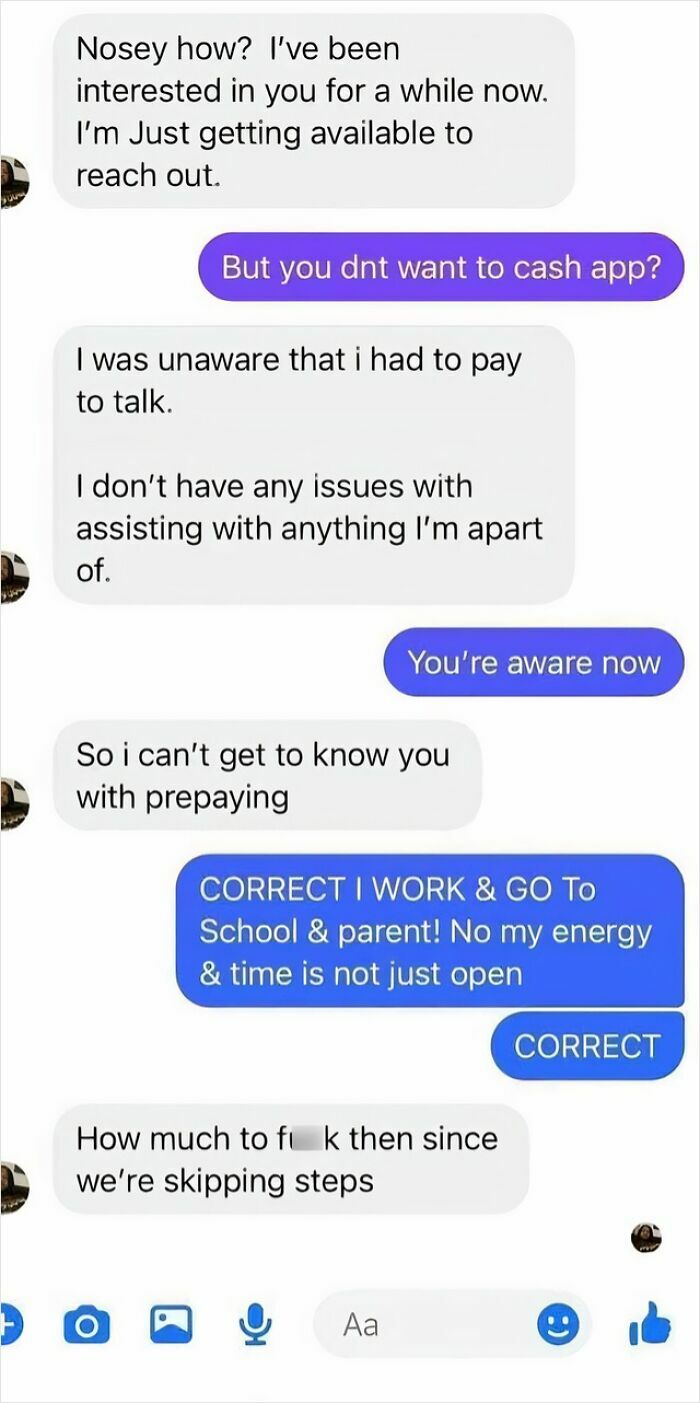 Text message exchange showing an exhausting relationship with demands and boundaries being set in a tough conversation.