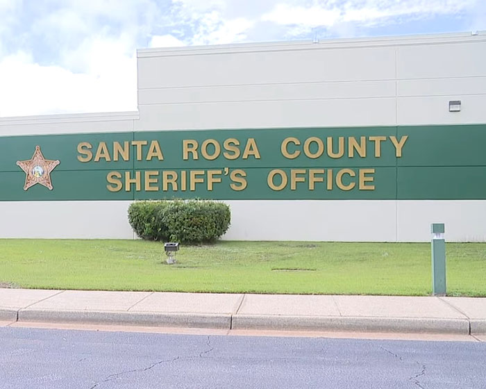 Santa Rosa County Sheriff's Office building exterior related to captive woman's brave cry for help and rescue.