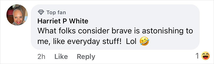 Comment on social media post discussing bravery related to an Olympic star mocked by women for runway bragging. Comment on social media post discussing bravery related to an Olympic star mocked by women for runway bragging.