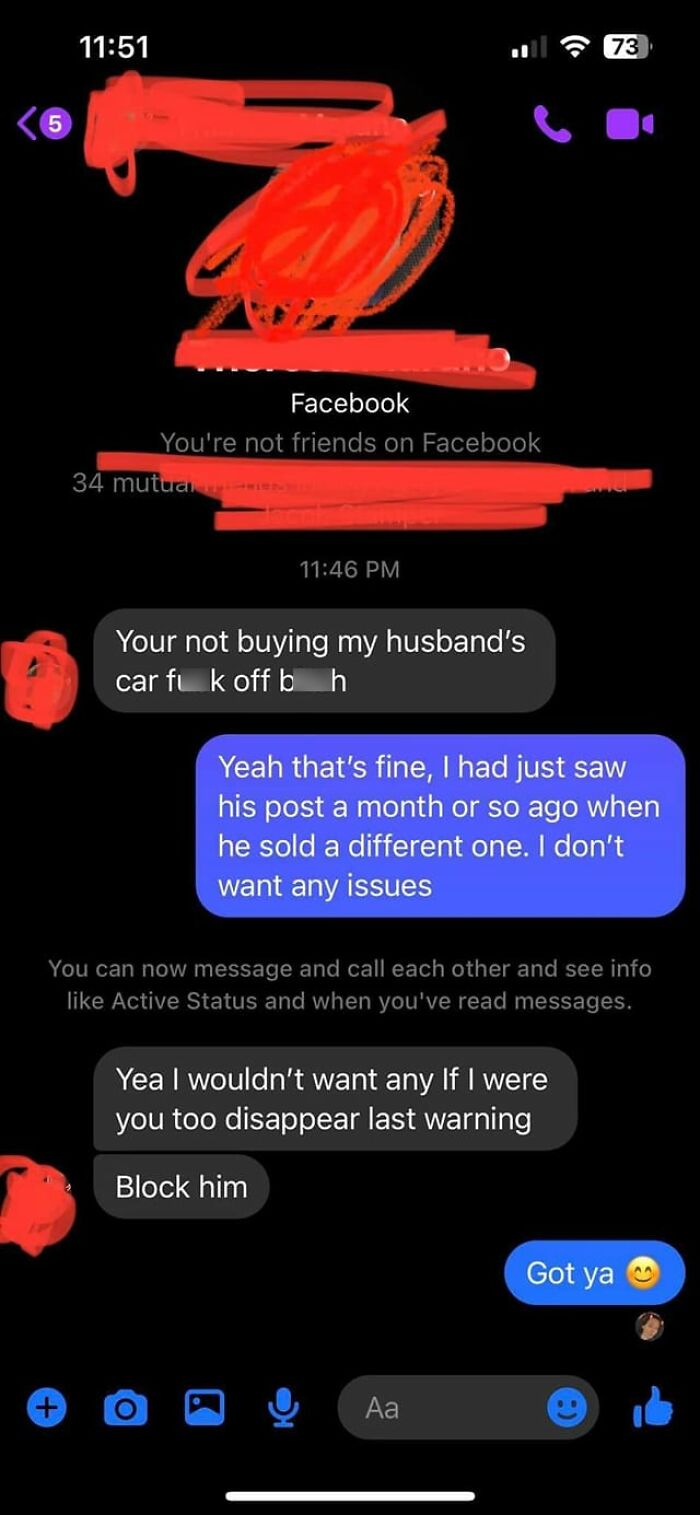 Screenshot of a tense text exchange showing how exhausting and complicated relationships can be on social media.