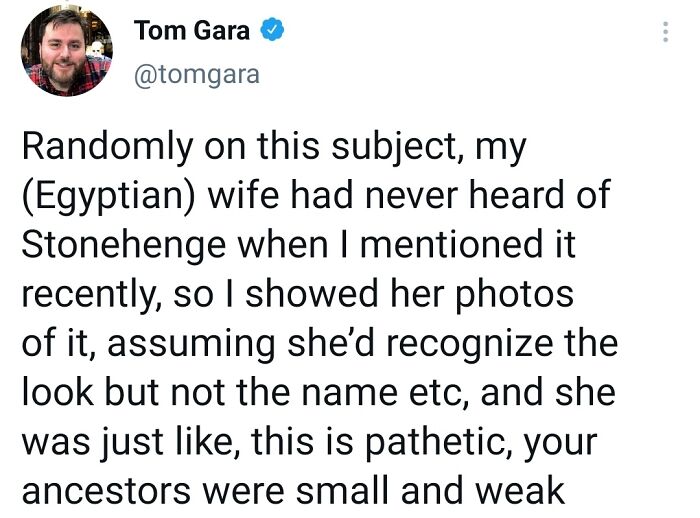 Tweet by Tom Gara sharing a humorous epic burn about ancestors, fitting the theme of epic burns that make even enemies laugh.