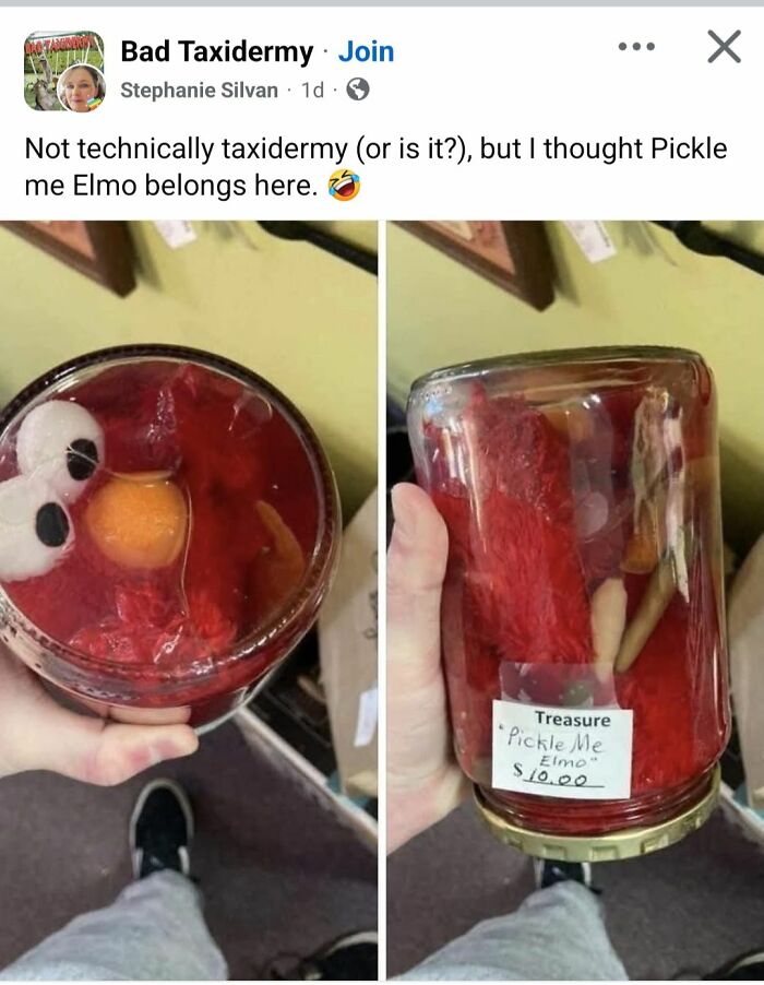 Jar with a red stuffed toy submerged in liquid, showcasing a horrendous DIY craft project needing to be shamed.