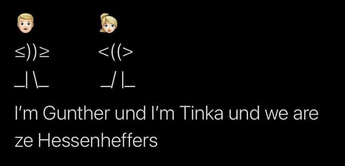 Text post with emojis and ASCII art featuring characters named Gunther and Tinka relating to a Facebook group for those between Millennials and Gen Z.