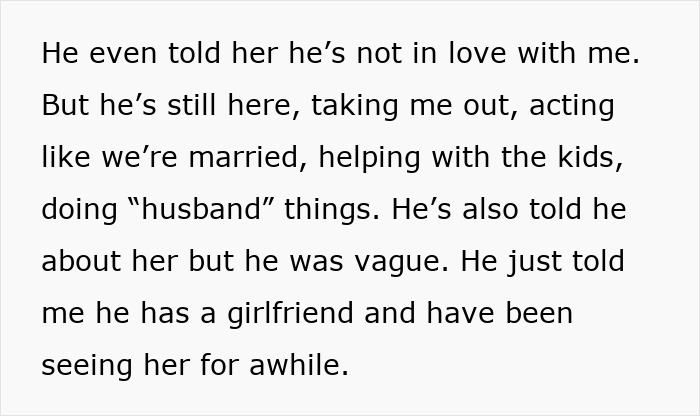 Alt text: Wife wonders if husband loves her despite 8-year affair, emotional confusion in bizarre relationship situation.