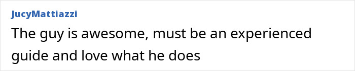 Comment praising an experienced guide for their dedication and love for their work during a challenging recovery mission.