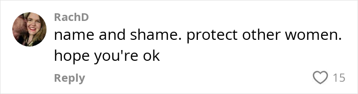 Comment on social media post discussing woman who slept with multiple men and exposes assault by co-star, calling for protection of women.